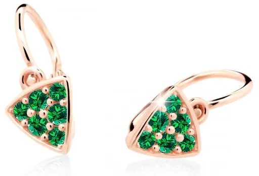 Cutie Jewellery Třpytivé dětské náušnice z růžového zlata C2207-10-X-4 zelená