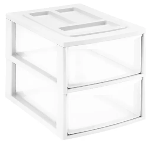 Plastový regál 2 zásuvky HEIDRUN 38x27x26cm  MIX barev