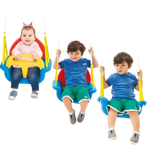 DOLU Velká dětská houpačka 3 v 1 červeno/modro/žlutá