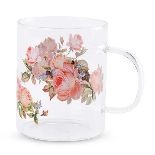 Skleněný hrnek RŮŽE 410 ml