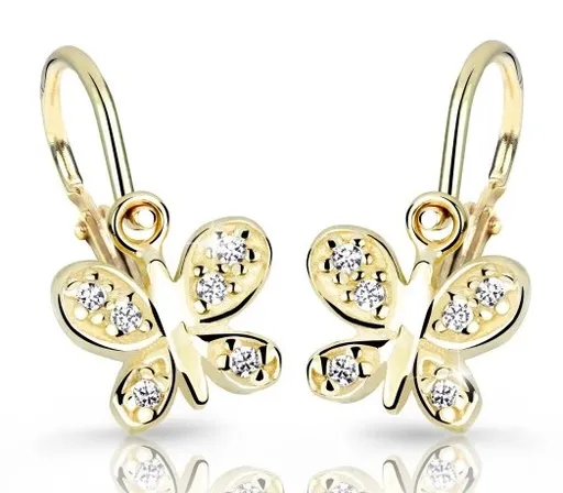 Cutie Diamonds Dětské zlaté náušnice Motýlci s brilianty DC2748-10-10-X-1