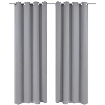 2 ks šedé zatemňovací závěsy s kovovými kroužky 135 x 245 cm (130375)
