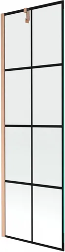 MEXEN/S Next vanová zástěna FIX 60 x 150, černá vzor, měď kartáčovaná 895-060-000-00-70-77 895-060-000-00-77-65