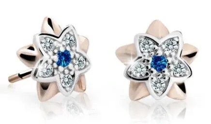 Cutie Jewellery Dětské bicolor náušnice z růžového zlata C2210-30-X-4 modrá