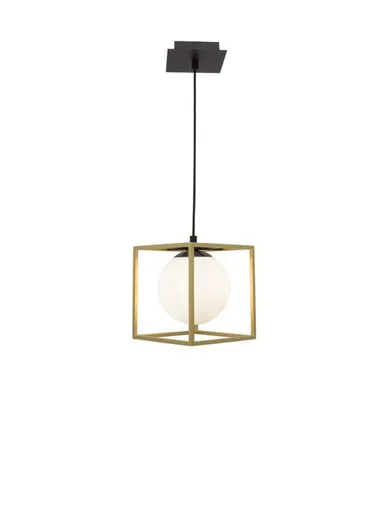 NOVA LUCE závěsné svítidlo JULIET mosaz a černý kov bílé opálové sklo E14 1x12W IP20 bez žárovky 9206401