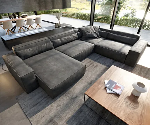 Pohovka ve tvaru "U" Sirpio XL 360x260 cm imitace kůže vintage