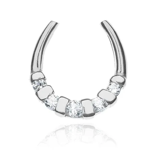 Přívěsek ze stříbra 925 - lesklá podkova se zirkony a pásky