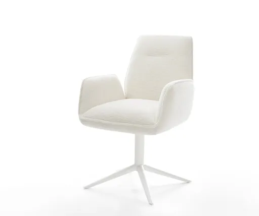 Jídelní židle Zoa-Flex bouclé měkký béžový podnož křížová bílá