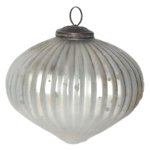 Stříbrná skleněná vánoční ozdoba - Ø 12*12 cm Clayre & Eef