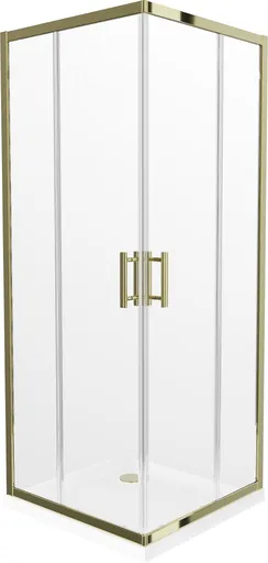 MEXEN/S Rio sprchový kout čtverec 70x70, transparent, zlatá + bílá vanička se sifonem 860-070-070-50-00-4010G