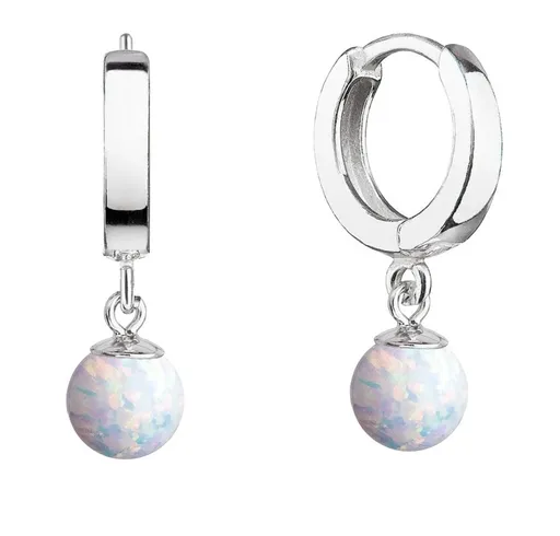 Evolution Group - Pavona Stříbrné kruhy s visacím syntetickým opálem 11404.1 white