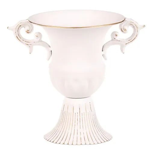 Aranžovací kovový pohár s uchy, bílá, 17 x 13 x 17 cm