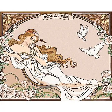 Malování podle čísel - Reprodukce žena zahrada růží (Alfons Mucha) (HRAbz33187nad)