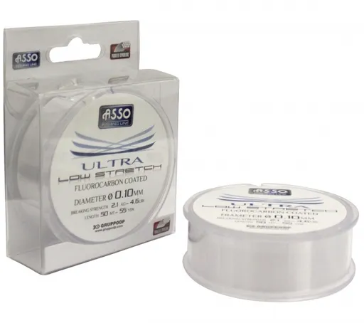 Asso vlasec ultra low stretch 50 m čirá-průměr 0,12 mm / nosnost 2,62 kg