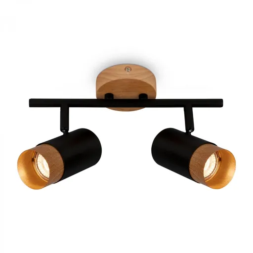 BRILONER Plek nástěnné svítidlo, nastavitelné, dřevo, 2-ramenné, černé 2144025