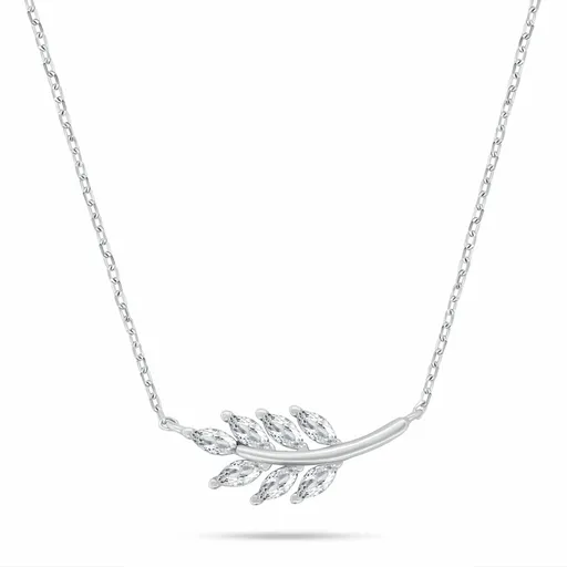 Brilio Silver Něžný stříbrný náhrdelník se zirkony Lístky NCL205W