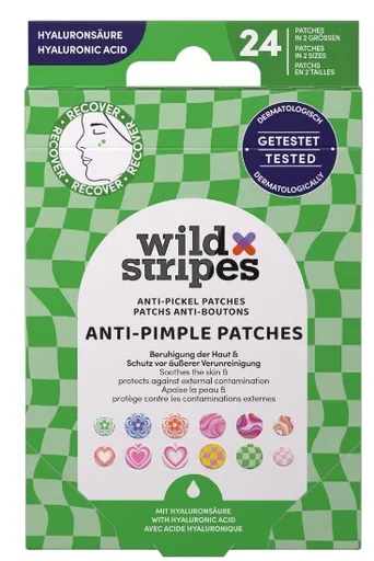 Wild Stripes Hydrokoloidní náplasti na akné s kyselinou hyaluronovou Groovy Protect (Anti-Pimple Patches) 24 ks