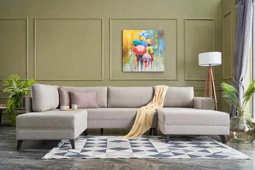 Rohová rozkládací pohovka Efsun - Cream