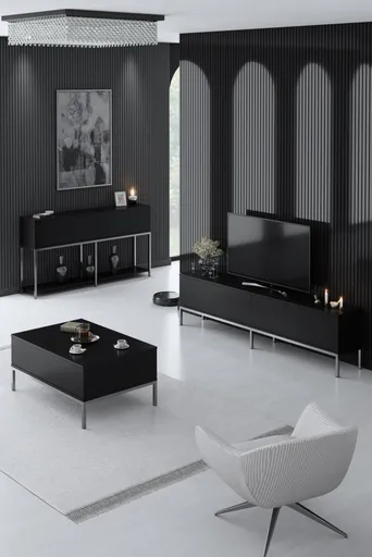 Living Room Furniture Set Lord - Black, Silver