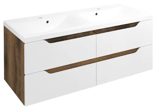 SAPHO WAVE dvojumyvadlová skříňka 119,7x50x47,8cm, bílá/dub collingwood WA120-3019