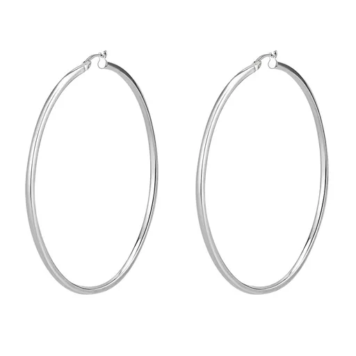 Stříbrné náušnice 925 - klasické kruhy, lesklý povrch, francouzské zapínání, průměr 65 mm