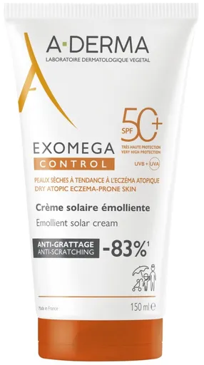 A-DERMA Emolienční ochranný krém SPF 50+ Exomega Control (Emollient Solar Cream) 150 ml