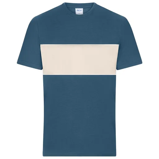 James & Nicholson (Daiber) Tričko s kontrastním pruhem 8049 - Dusty blue / pískovcová | L