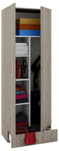 VCM Úklidová skříňka Vandol II s dvířky včetně zásuvky, dub sonoma