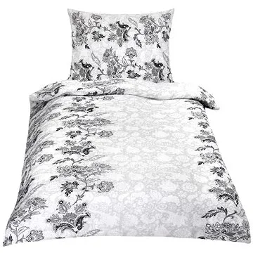 Bellatex Krepové - 140 × 200, 70 × 90 cm - pnoucí květ šedý (5134)