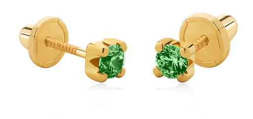 Brilio Náušnice ze žlutého zlata se zelenými zirkony 14/188.881/17ES-N
