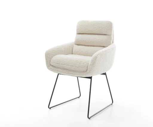 Jídelní židle Abelia-Flex s područkami plyšový manšestr béžová