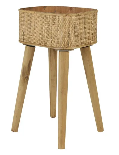 Přírodní dřevěný květináč s výpletem na nožkách Canya - 32*29*60cm Light & Living