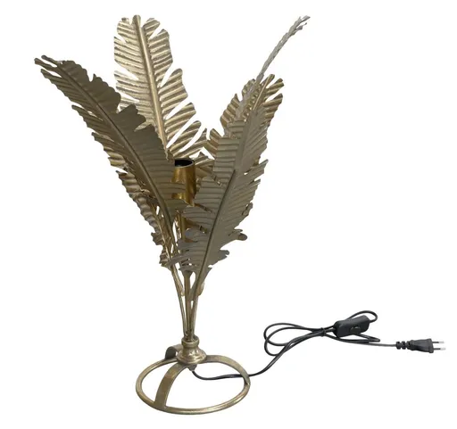 Bronzová antik stolní lampa s listy Leaves - 38*33*55 cm/ E27/ 40W Chic Antique