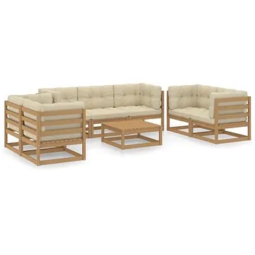 8dílná zahradní sedací souprava s poduškami masivní borovice, 3076507 (3076507)