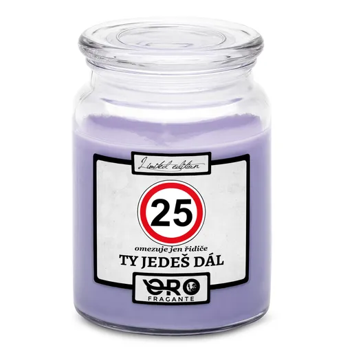 Svíčka Ty jedeš dál – výběr věku (věk: 25, Vůně svíčky: Levandule)