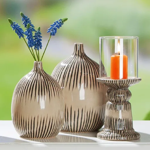 Gilde Keramická váza Pula, krémová, 21 cm