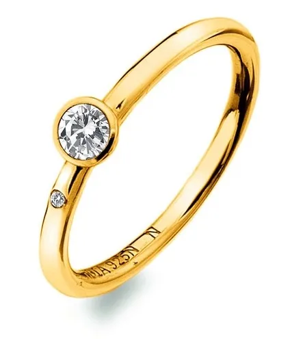 Hot Diamonds Luxusní pozlacený prsten s topazem a diamantem Gemstone DR293 55 mm