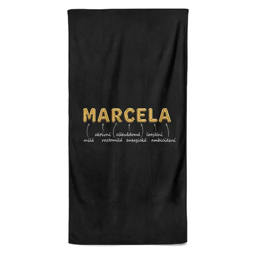 Osuška Ženská jména – GOLD (Jméno: Marcela, Velikost osušky: 70x140cm)
