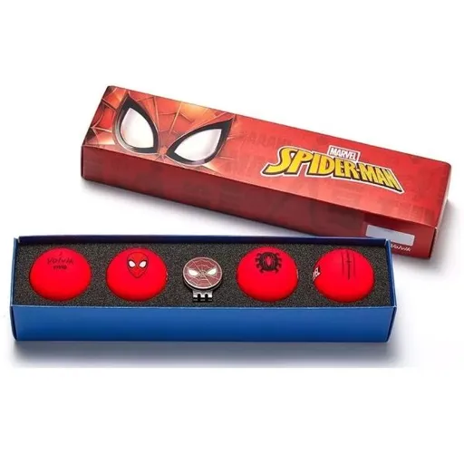 VOLVIK GB VV MARVEL SPIDERMAN SET 4 BALLS + 1 BALLMARKER Golfové míčky, červená, velikost