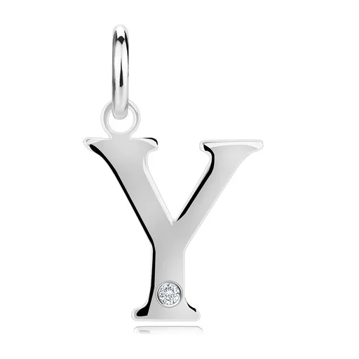 Diamantový přívěsek ze stříbra 925 - velké písmeno Y, kulatý briliant