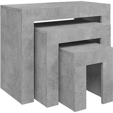 Hnízdové konferenční stolky 3 ks betonově šedé dřevotříska (808544)