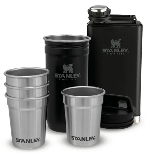 Stanley dárkový set adventure series placatka/butylka 250 ml + panáky 4ks černá