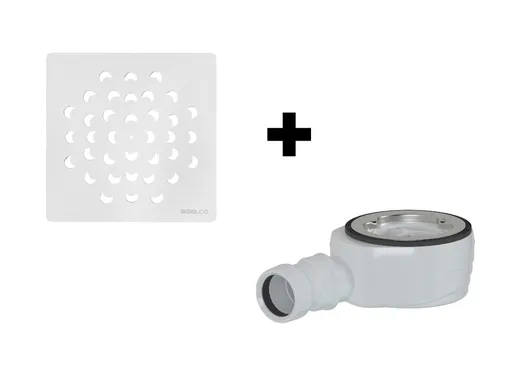 GELCO SET Čtvercová krytka sifonu bílá KSM104W + sifon SN90 KSM104W-SN90