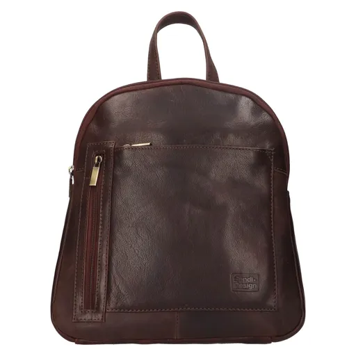 Kožený dámský batoh SendiDesign Karla - hnědá