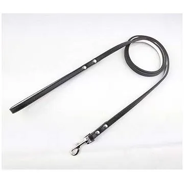 Cobbys Pet Vodítko kožené černé s bílou podšívkou 120 × 1cm (8586020721474)