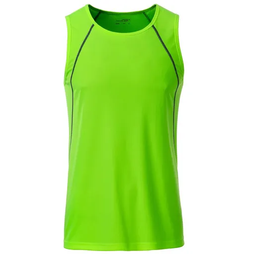 James & Nicholson (Daiber) Pánské funkční tílko JN494 - Jasně zelená / černá | XL