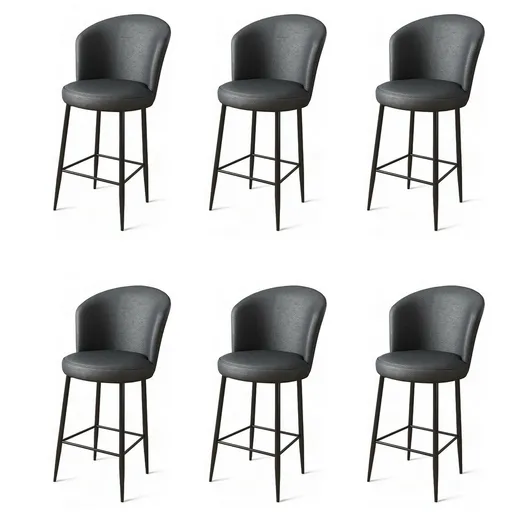 Sada barových židlí Uras Anthracite and Black, 6 ks, 6 ks