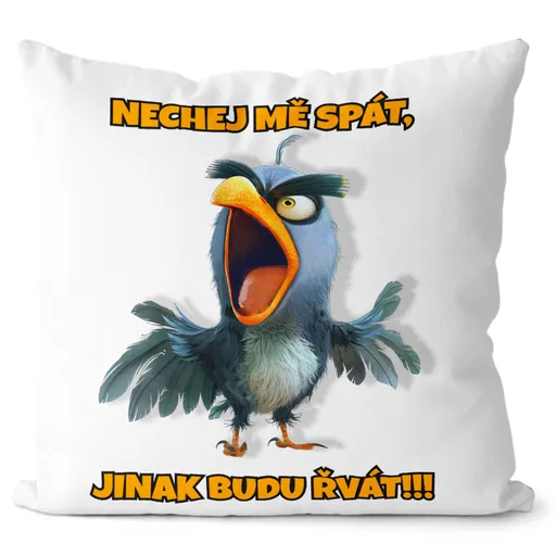 Polštář Nech mě spát – papoušek (Velikost: 40 x 40 cm)