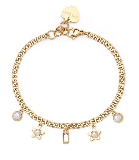 S'Agapõ Půvabný pozlacený náramek s přívěsky Message SSG33