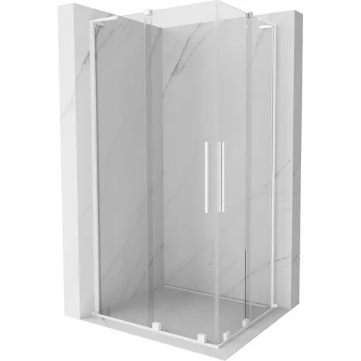 MEXEN/S Velar L Duo sprchový kout, posuvné dveře 90 x 80, transparent, bílá 871-090-080-02-03-20